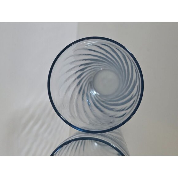 Hazel Stlas Optic Swirl Set Of 2 Blue Twisted Glass Tumblers - Picture 6 of 8